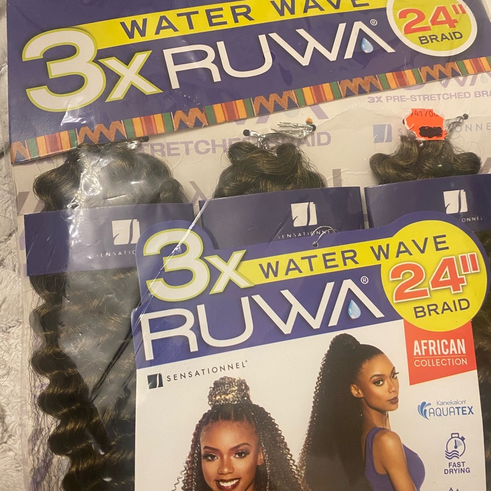 Hair Extensions RUWA 3X Water Wave 24" Braid - gold highlights Crochet style